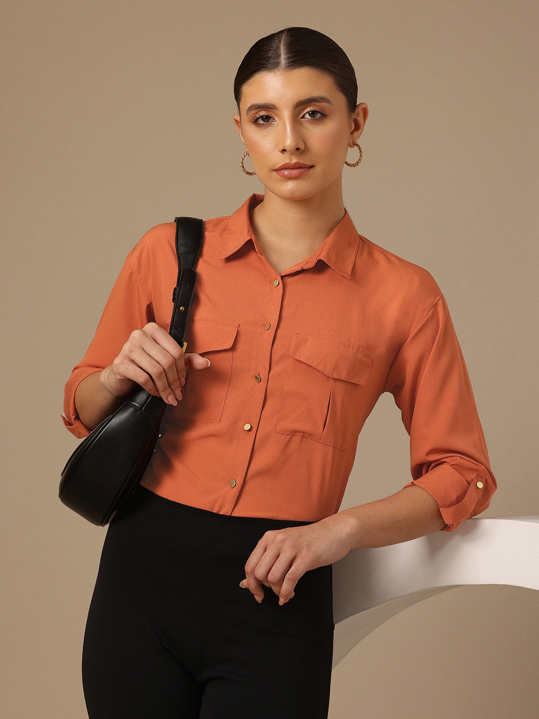 

Chemistry Solid Button Down Shirt, Rust