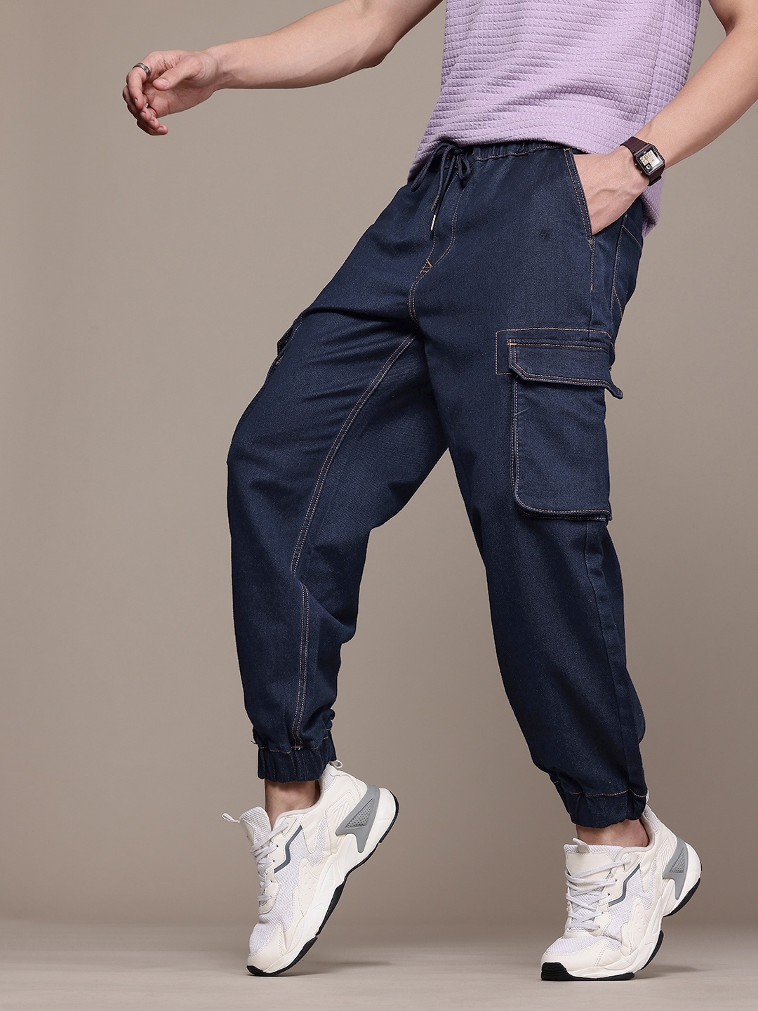 

WROGN Men Jogger Stretchable Jeans, Blue