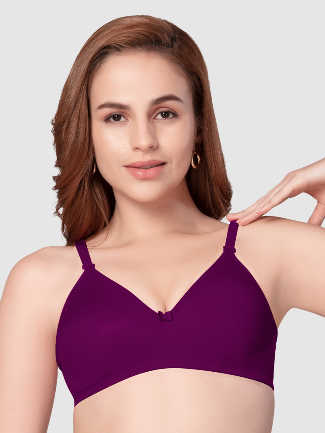 

Daisy Dee Full Coverage Non Padded Super Support Pure Cotton Everyday Bra-All Day Comfort, Burgundy