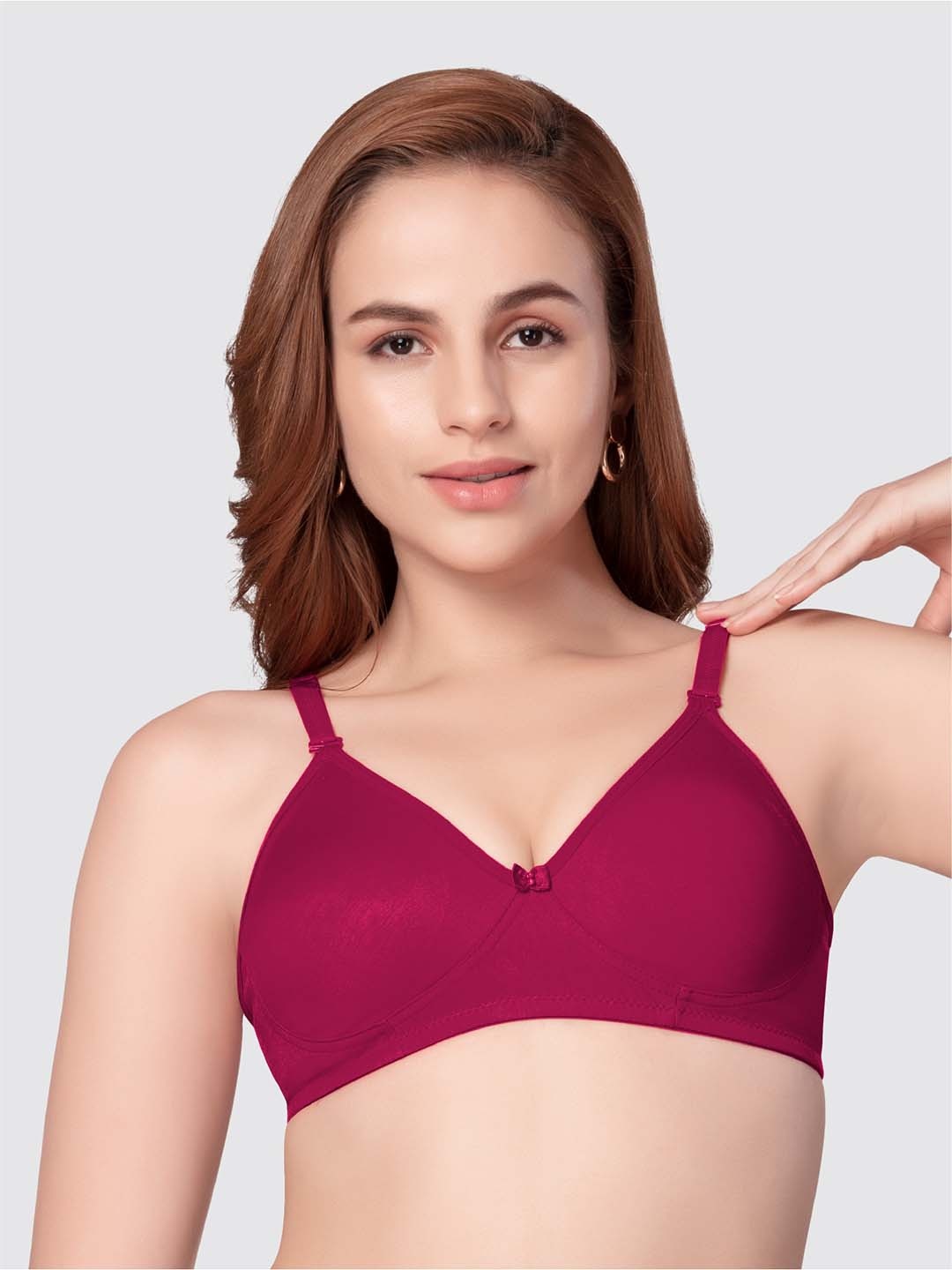 

Daisy Dee Full Coverage Non Padded Super Support Pure Cotton Everyday Bra-All Day Comfort, Burgundy