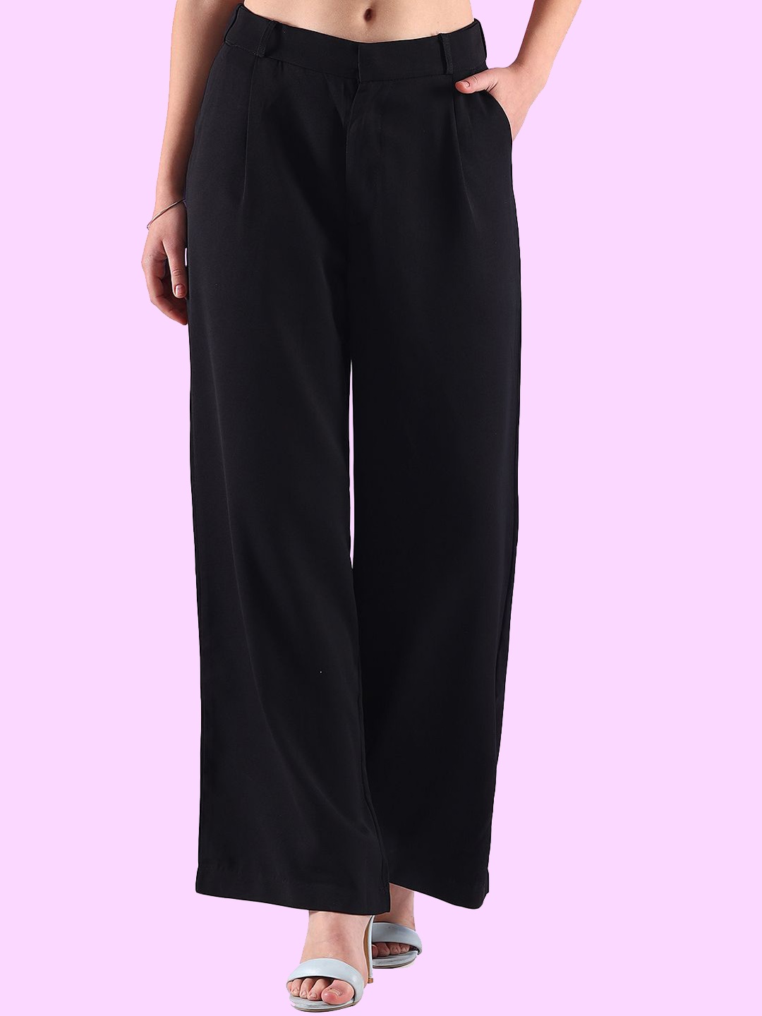 

BAESD Women High-Rise Easy Wash Pleated Trousers, Black