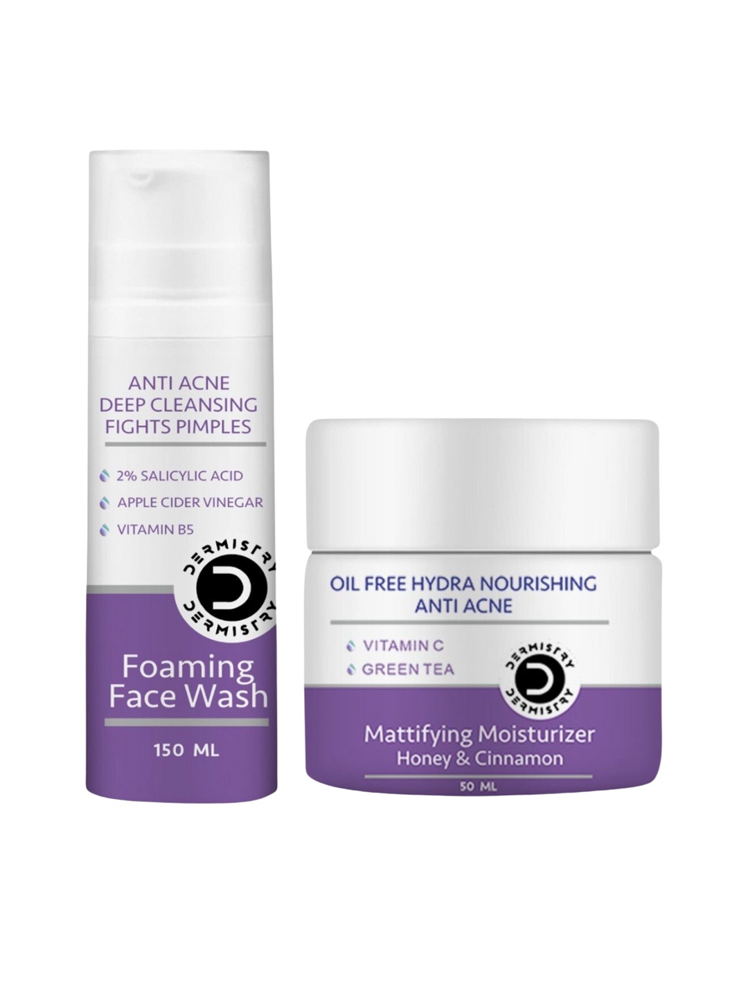 

Vigini Dermistry Foaming Face Wash 150ml & Mattifying Moisturizer 50ml, White
