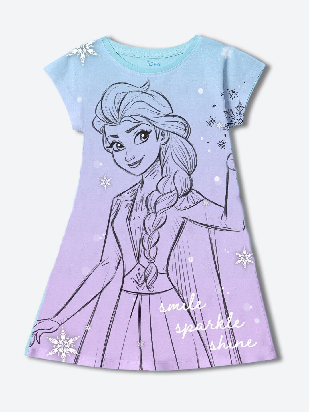 

YK Disney Floral Print A-Line Dress, Blue