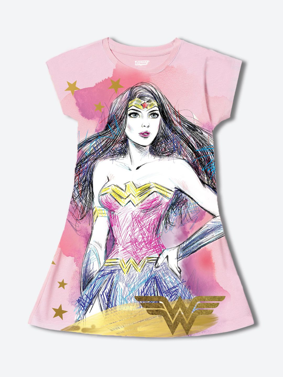 

YK Warner Bros Print A-Line Dress, Pink