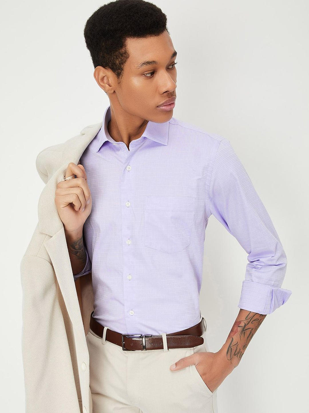 

max Men Opaque Casual Shirt, Purple