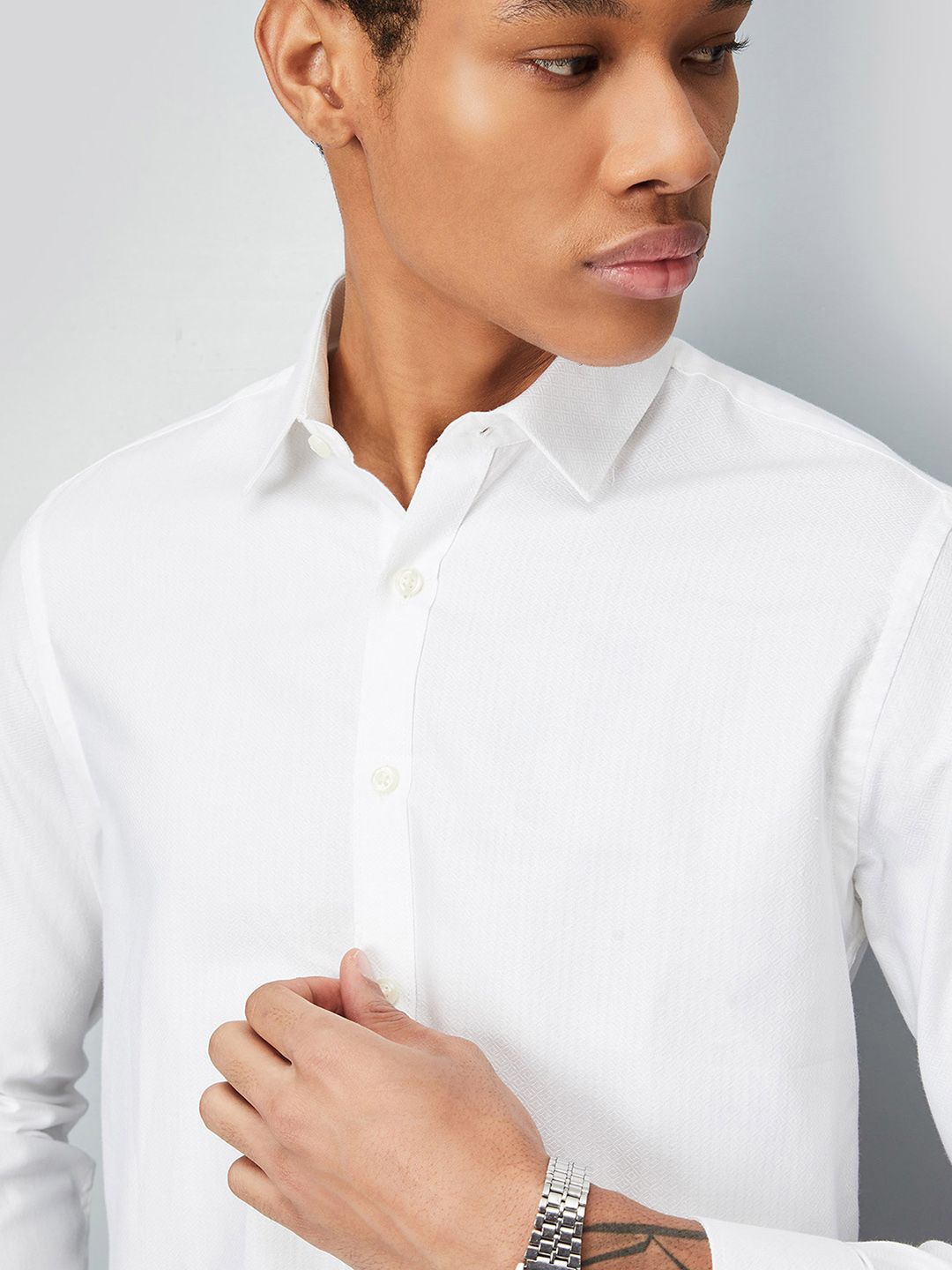 

max Men Opaque Casual Shirt, White