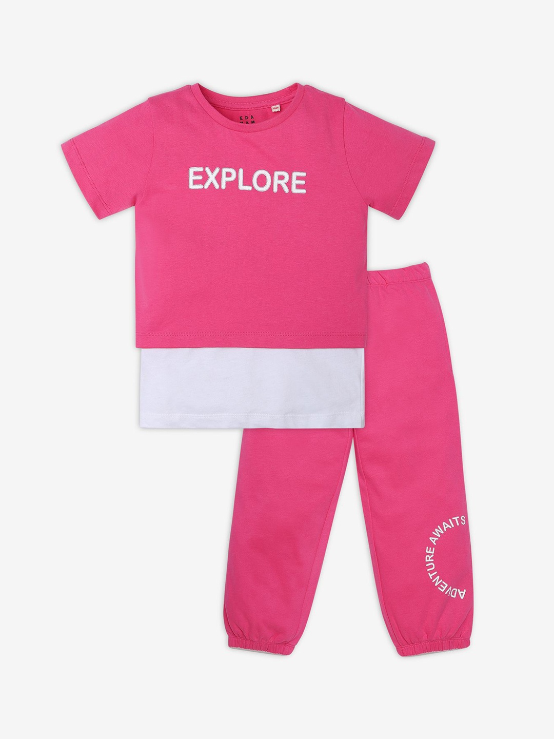 

Ed-a-Mamma Girls Printed Pure Cotton Clothing Set, Pink