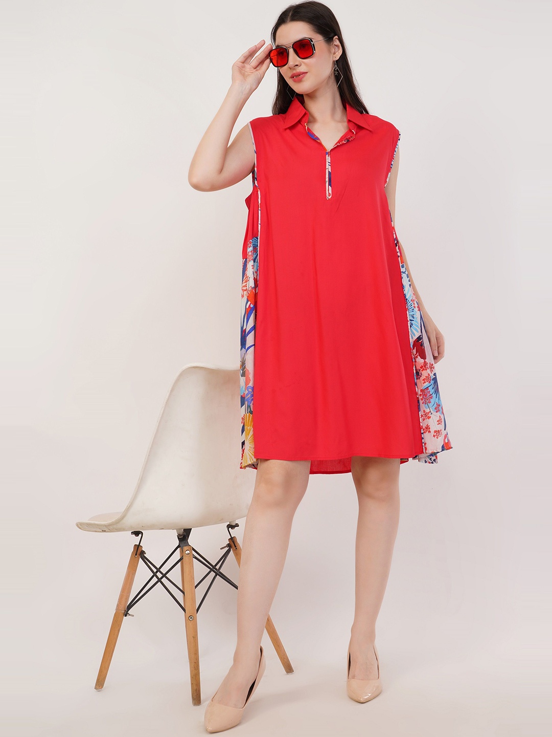 

Rhe-Ana A-Line Dress, Red