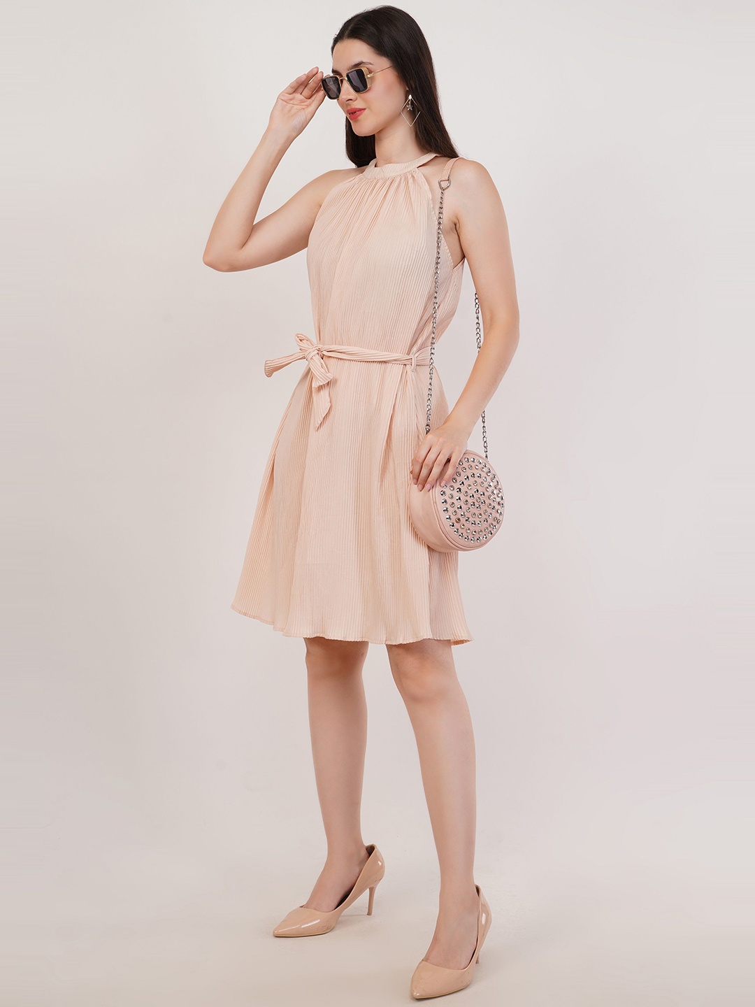 

Rhe-Ana Fit & Flare Dress, Beige