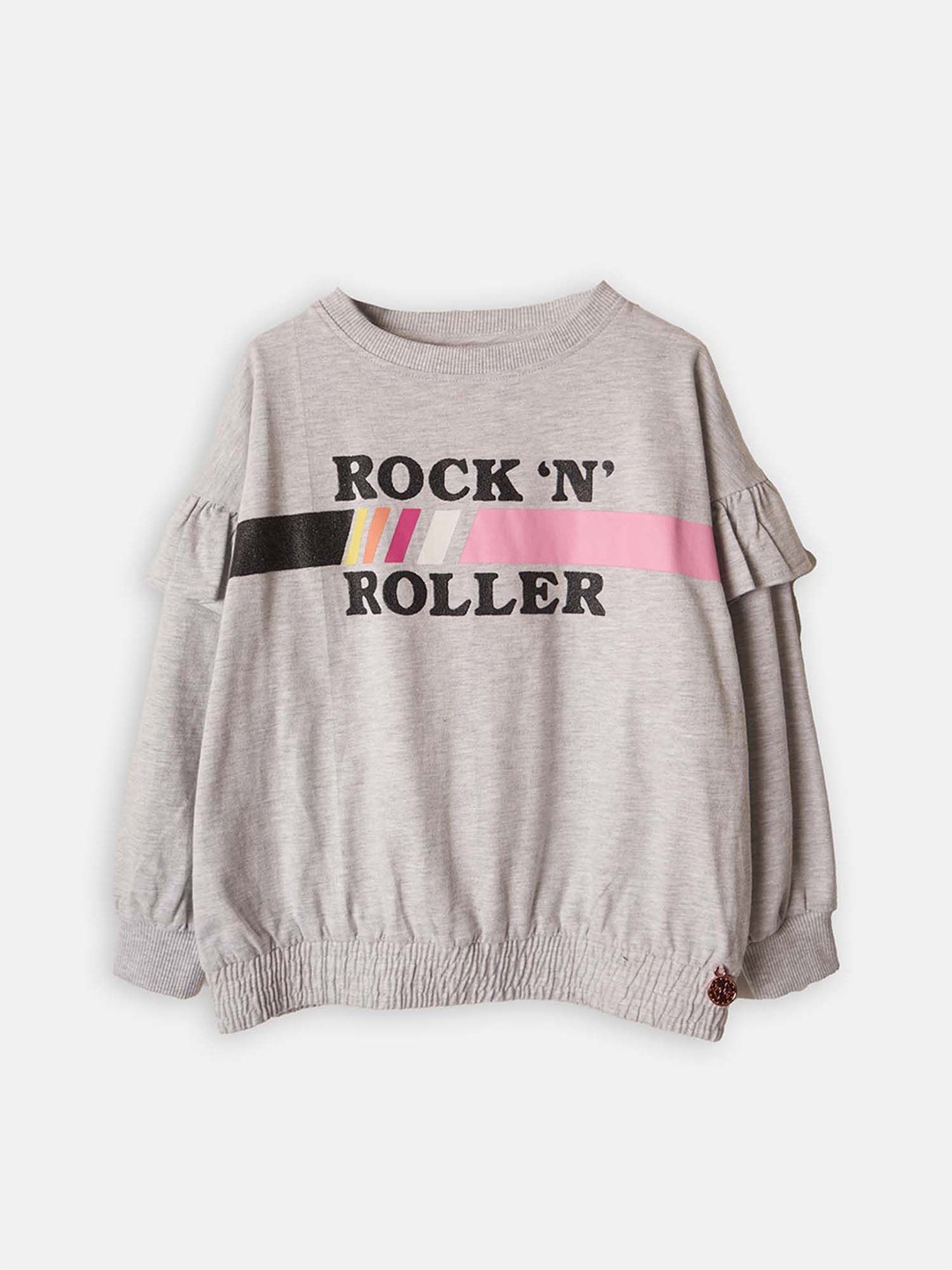 

Angel & Rocket Girls Printed Sweatshirt, Grey melange