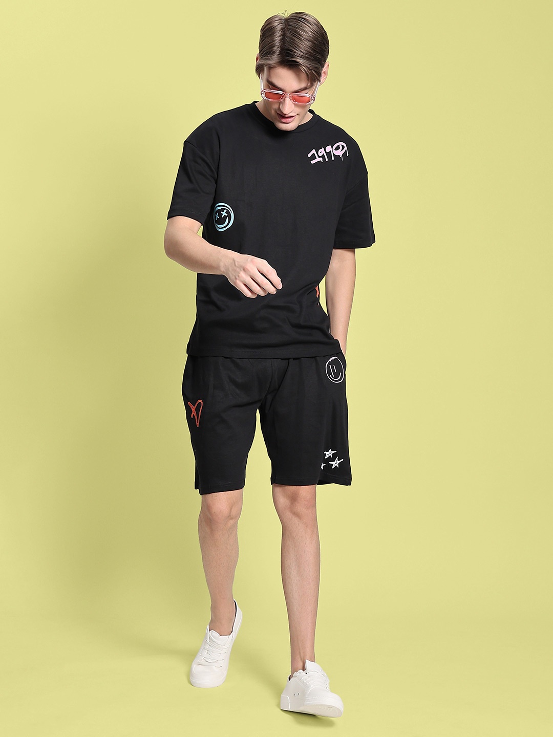 

Bene Kleed Graffiti Printed Over Sized Co Ords, Black