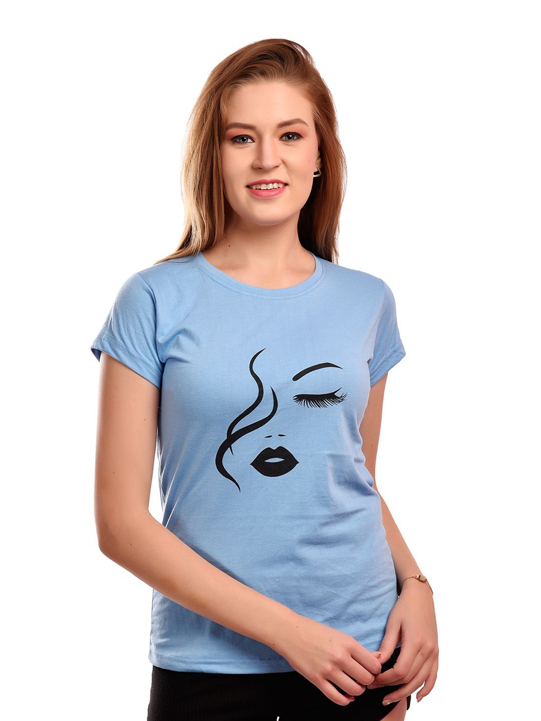 

elina Women Printed T-shirt, Turquoise blue