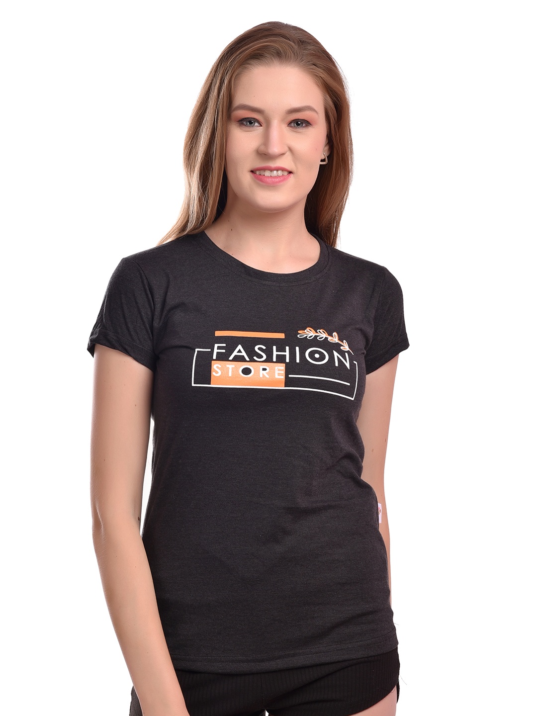 elina Women Typography Extended Sleeves T-shirt, Black