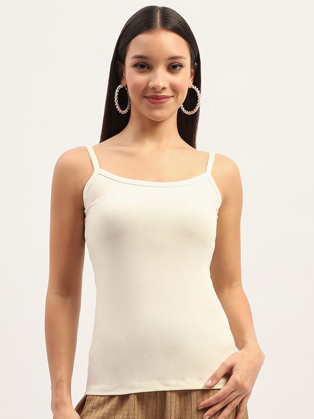 

Madame Solid Sleeveless Fitted Top, Off white