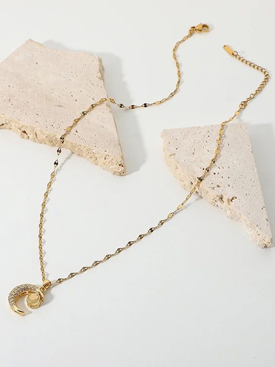 

Inaya18kt Gold Plated CZ-Studded Pendant With Chain