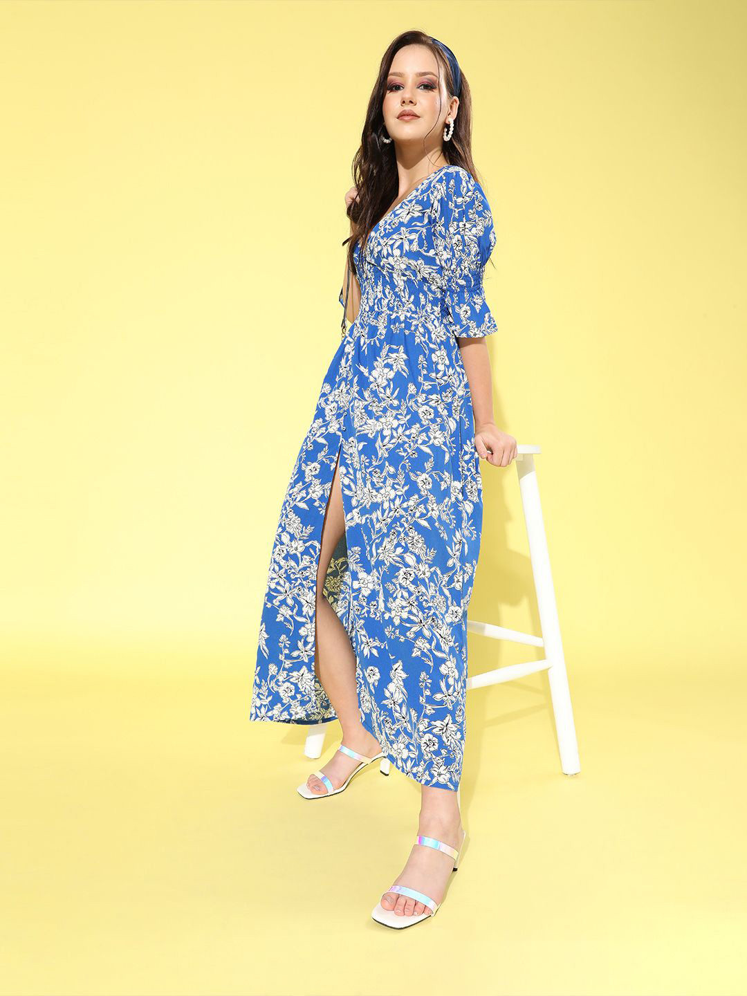 

SCORPIUS Floral Print Crepe Maxi Midi Dress, Purple