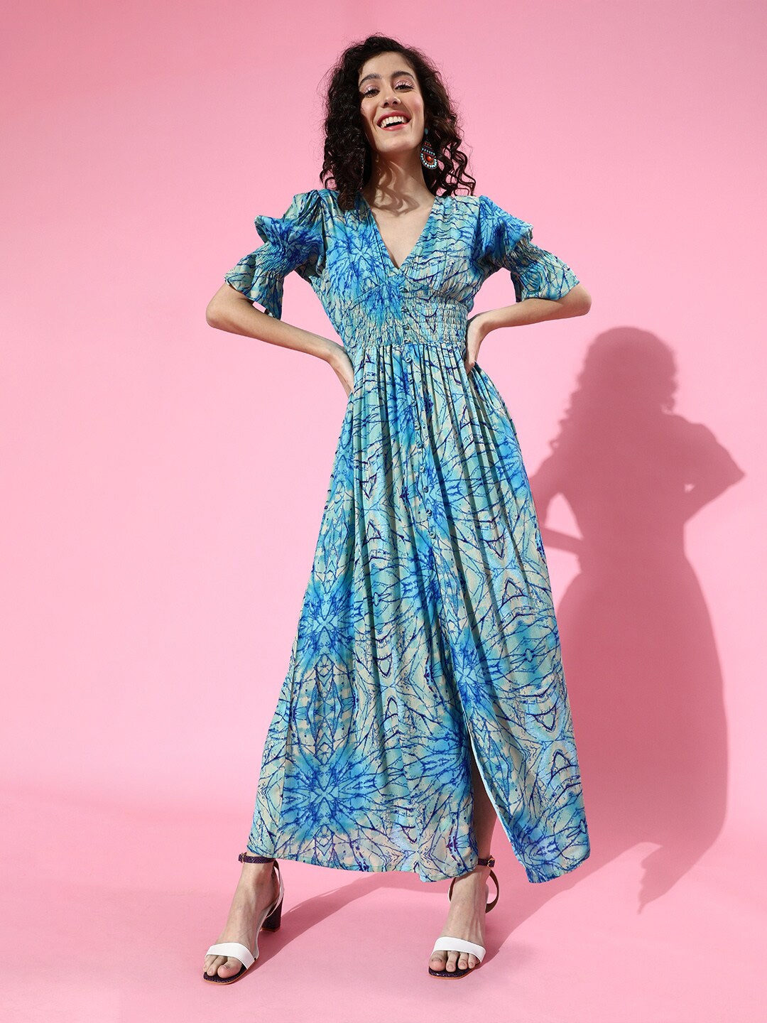

SCORPIUS Floral Print Maxi Dress, Blue