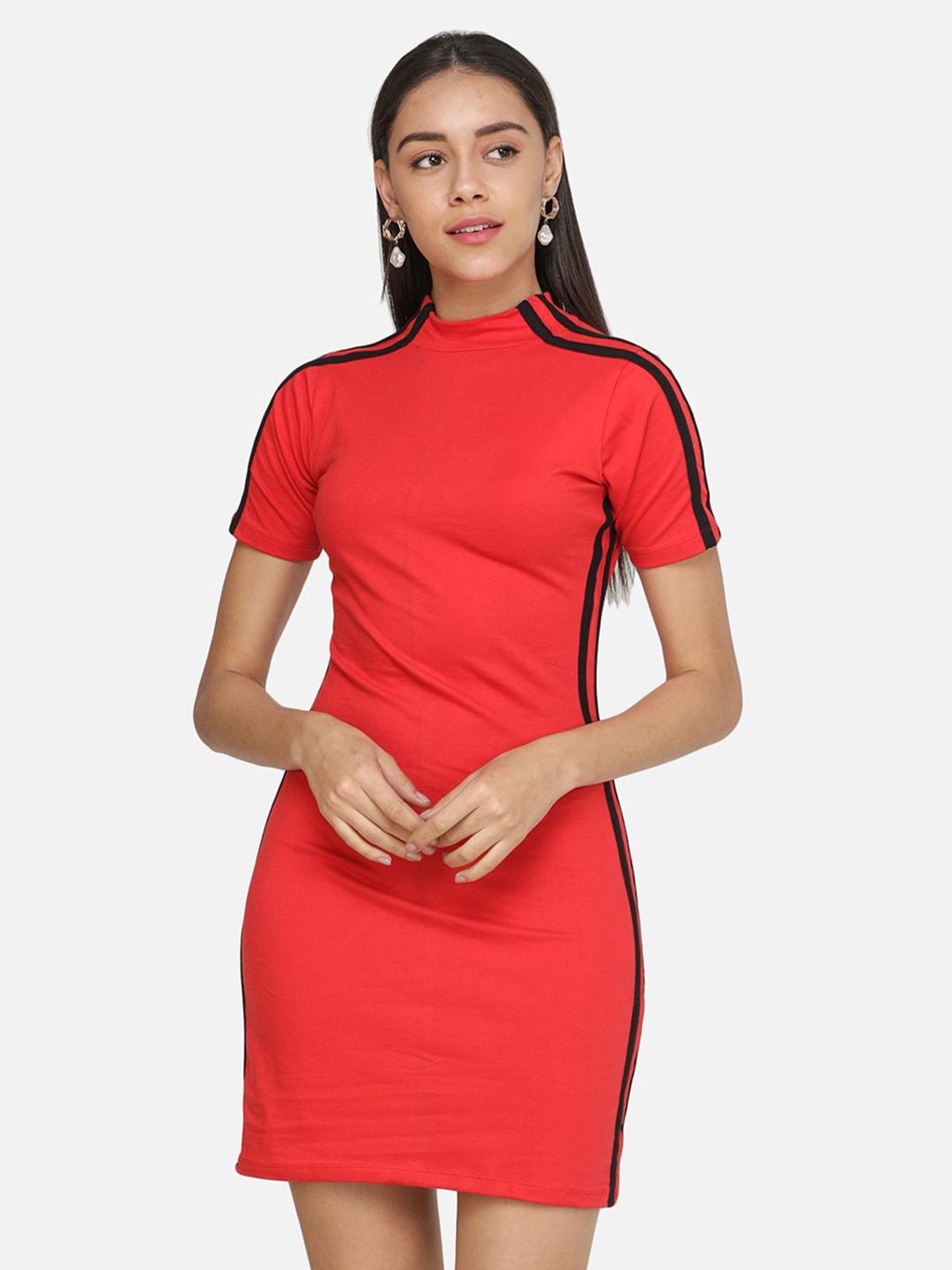 

SCORPIUS Colourblocked Sheath Dress, Red