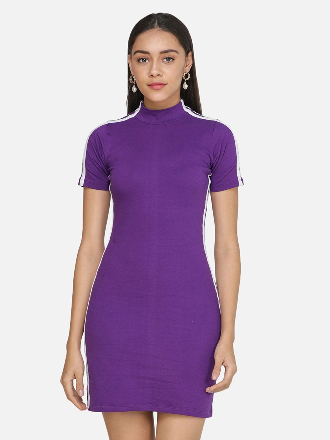 SCORPIUS Striped T-shirt Dress, Purple