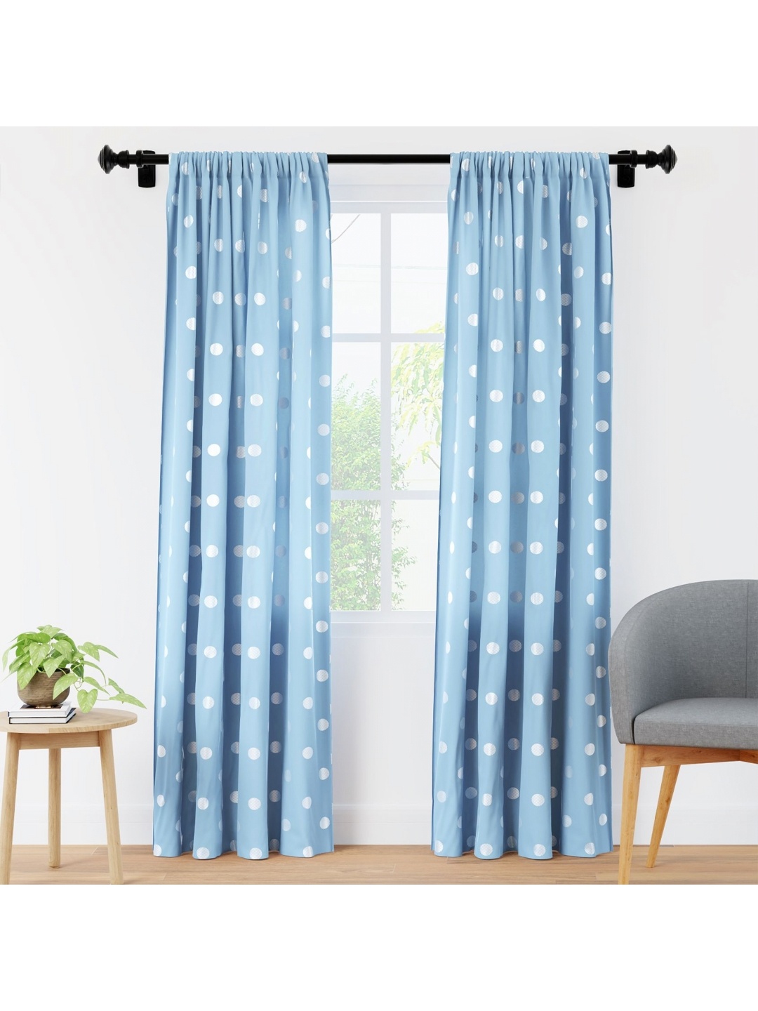 

Encasa Homes Blue & White Set of 2 Sheer Long Door Curtain