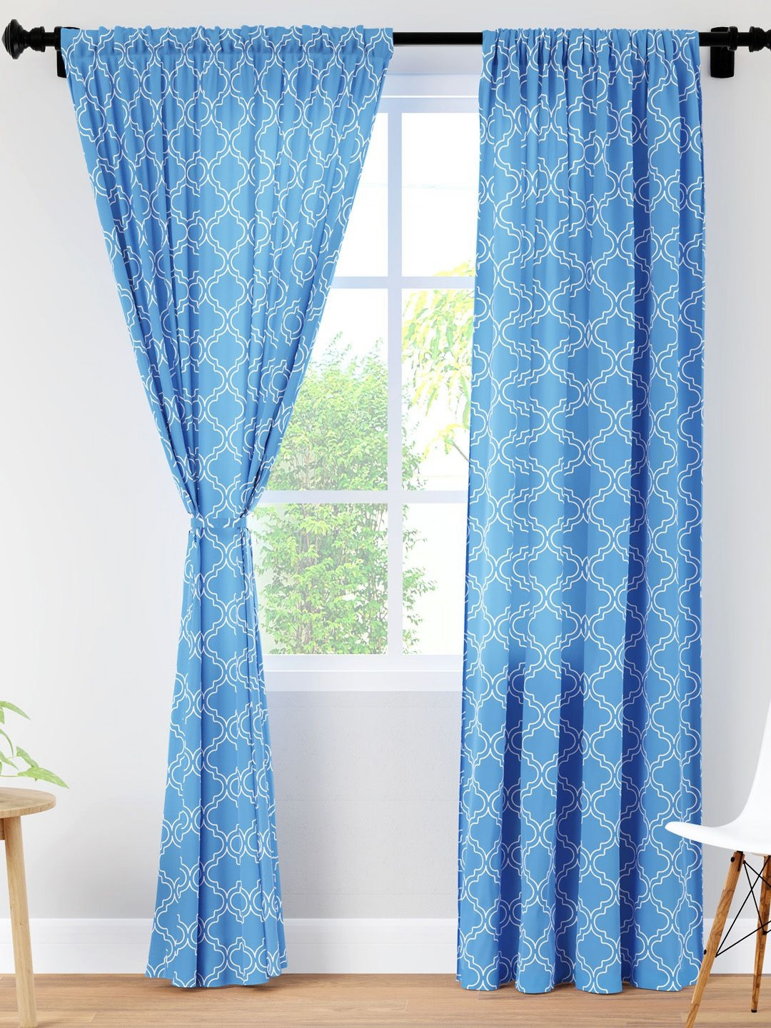 

Encasa Homes White & White Set of 2 Sheer Long Door Curtain