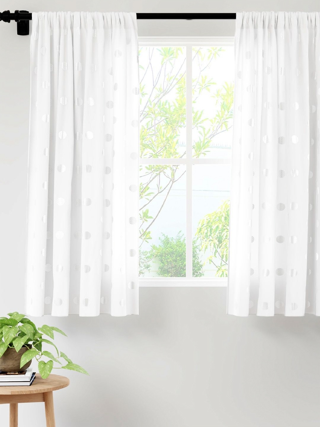 

Encasa Homes White & Silver-Toned Set of 2 Ethnic Motifs Sheer Window Curtain