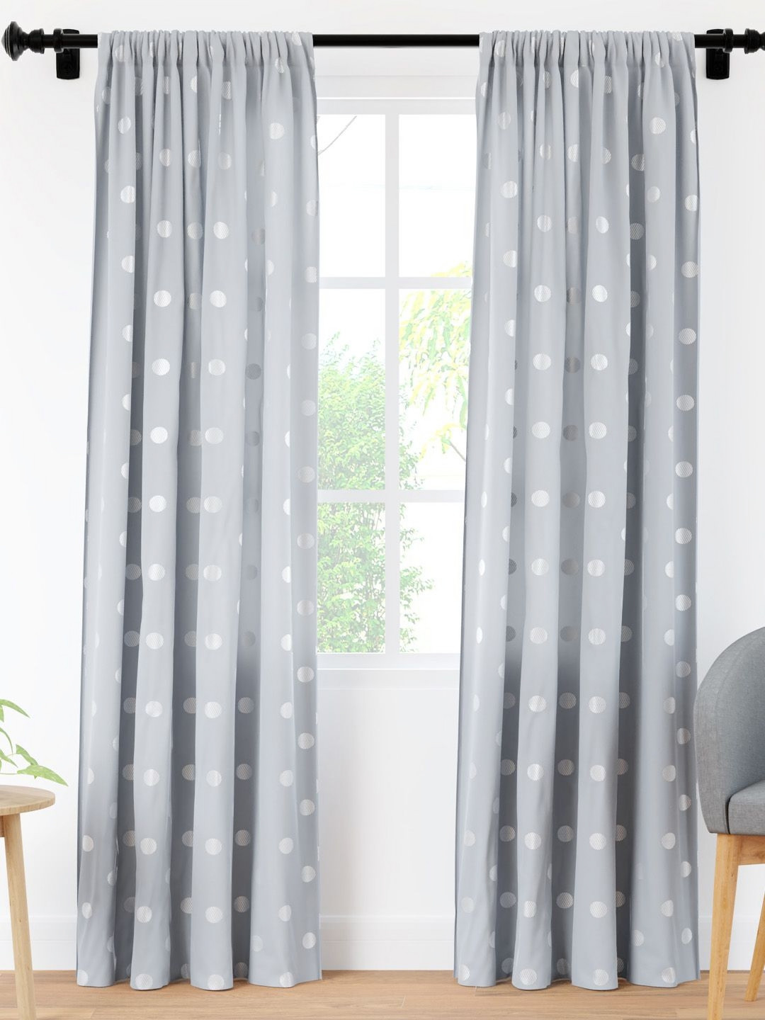 

Encasa Homes Grey Set of 2 Ethnic Motifs Sheer Door Curtain