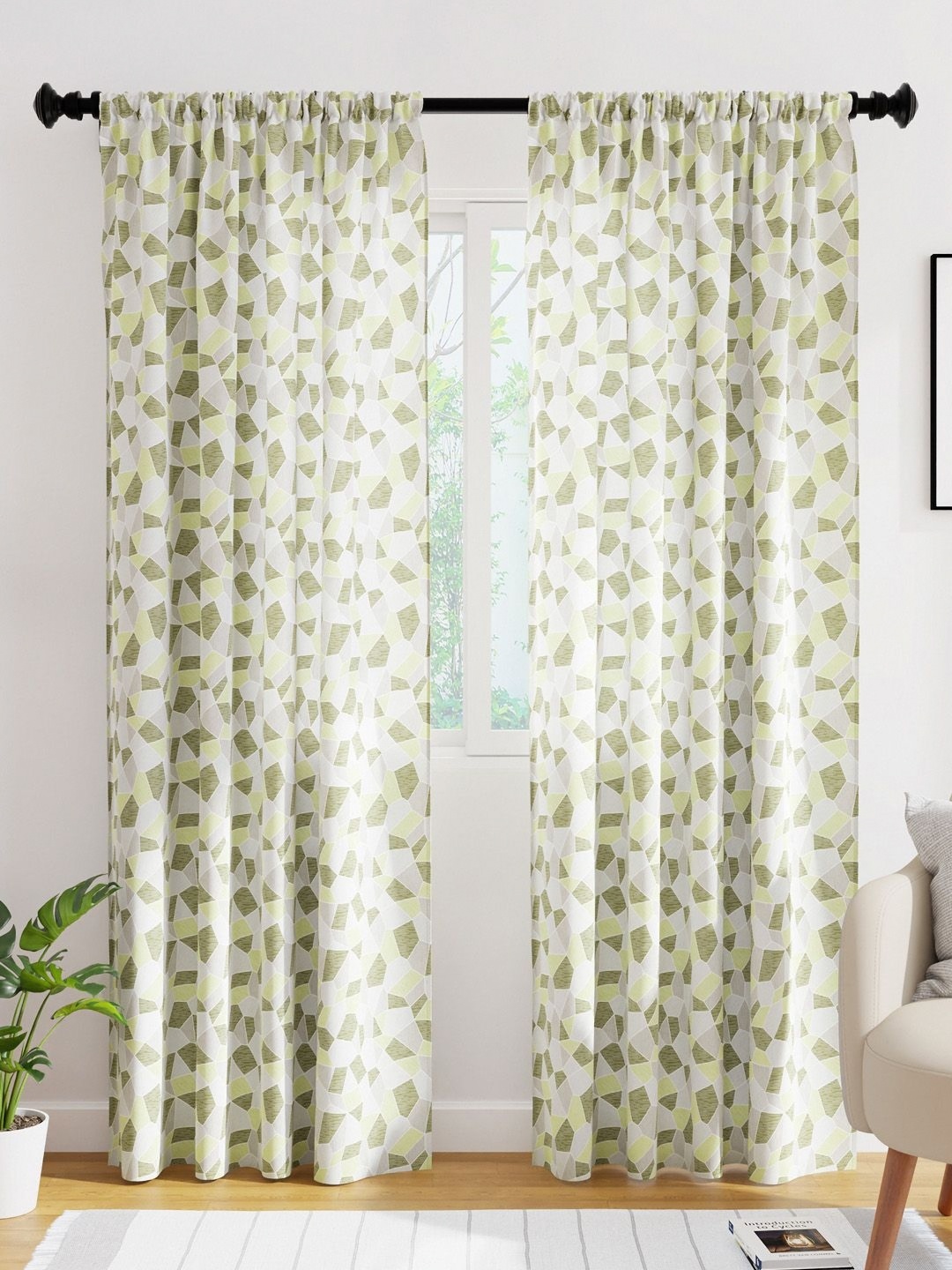 

Encasa Homes Assorted Set of 2 Geometric Sheer Door Curtain