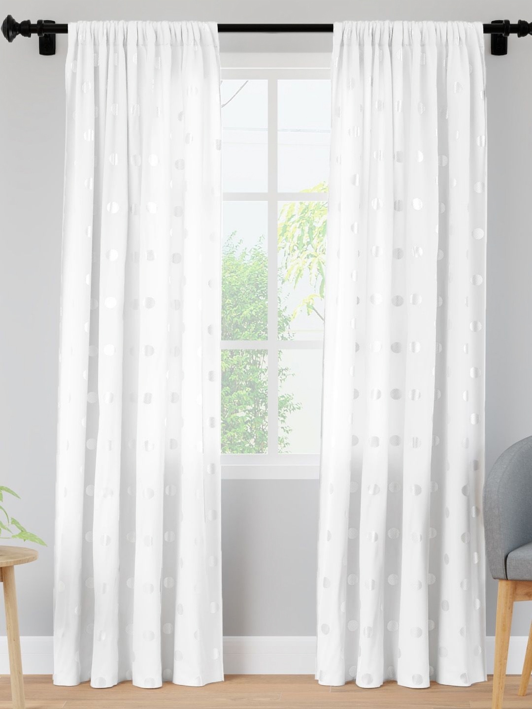 

Encasa Homes White & Silver-Toned Set of 2 Ethnic Motifs Sheer Long Door Curtain