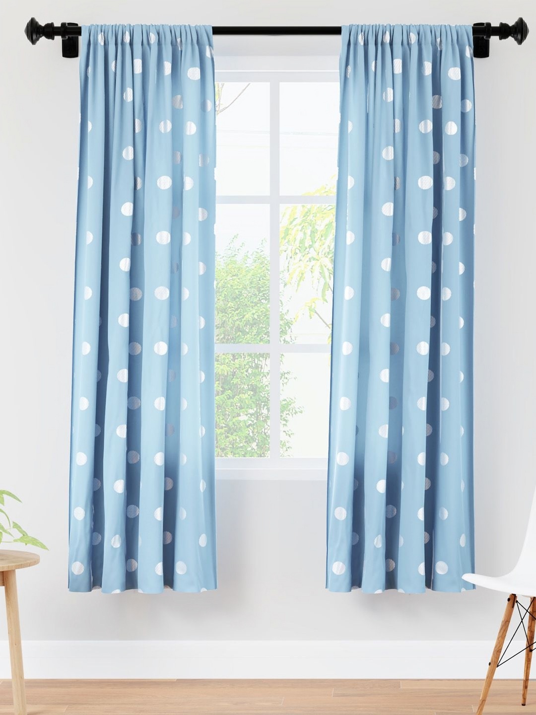 

Encasa Homes Blue & Silver-Toned Set of 2 Ethnic Motifs Sheer Window Curtain