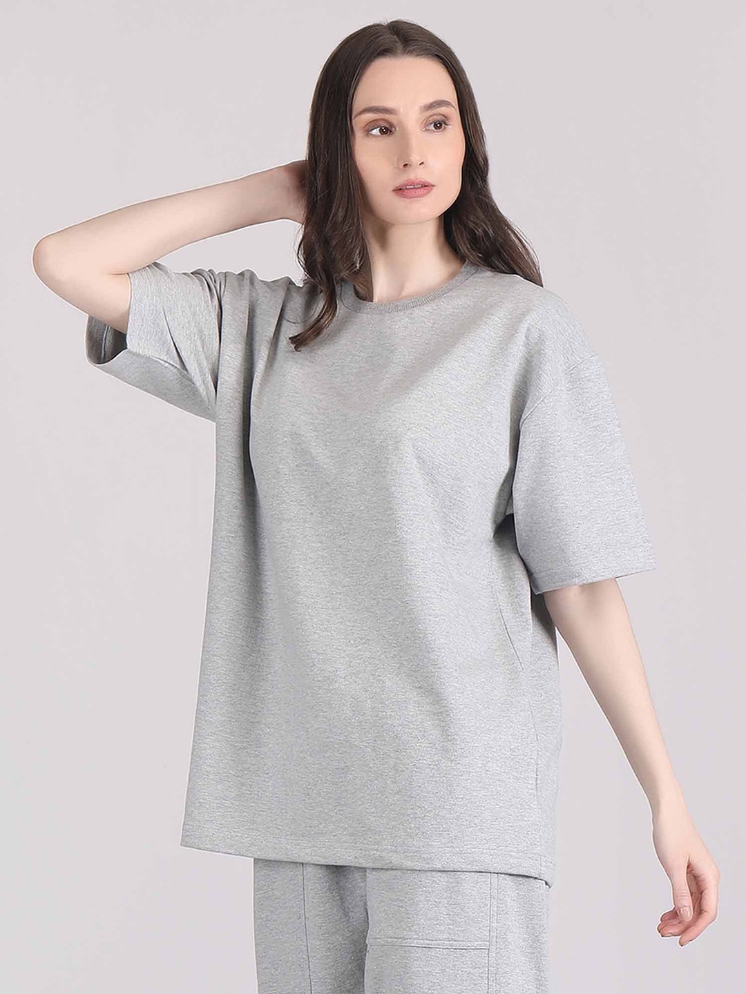 

Raxedo Women Solid Oversized T-shirt, Grey