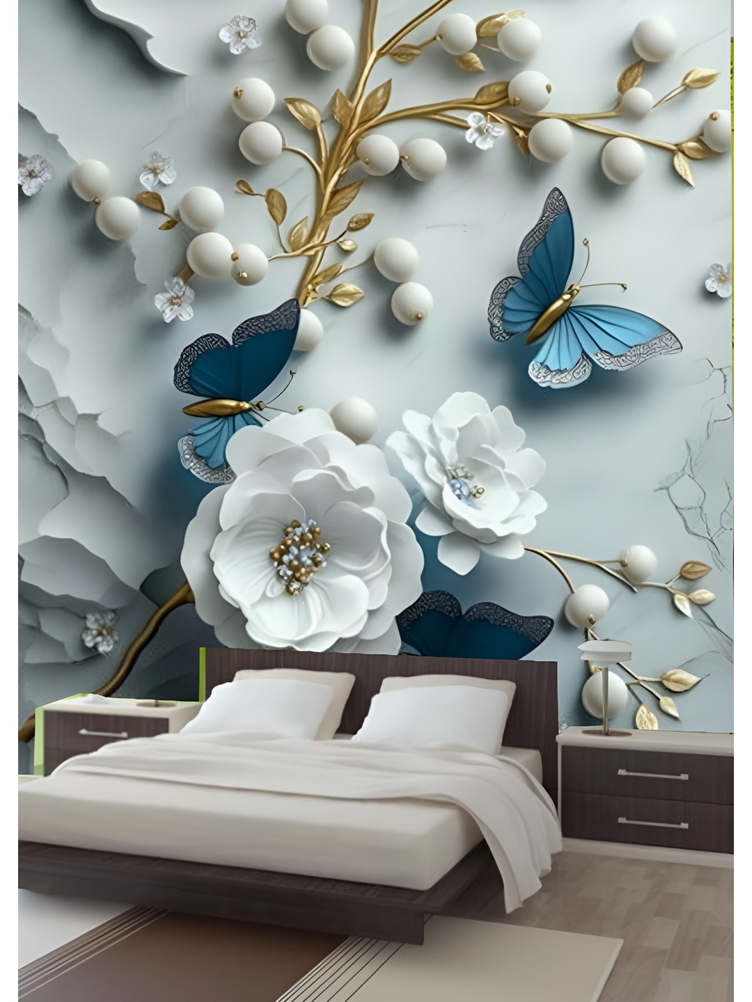 

Aura Blue & White Floral Printed Self Adhesive Wall Sicker