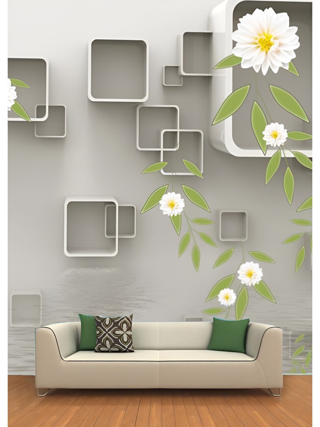 

Aura Grey & White 3D Printed Self Adhesive Wall Sticker