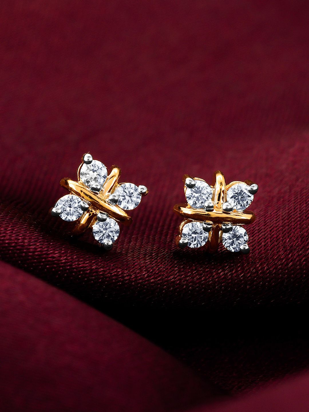 

GIVA 14k Yellow Gold Quartet Diamond Earrings