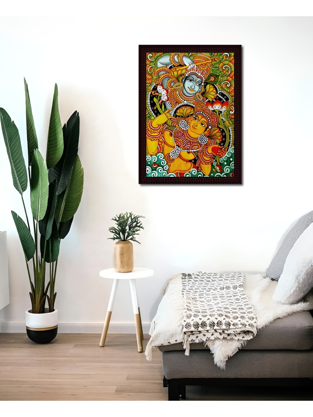 Tamatina Yellow & Brown Printed Wooden Framed Wall Art