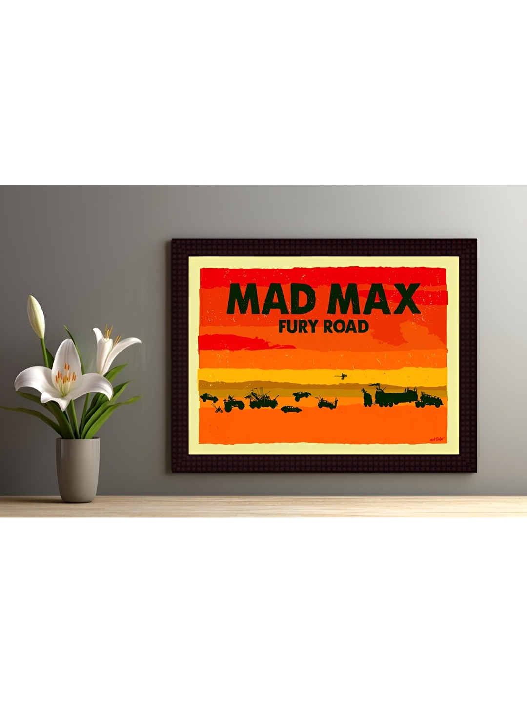 Tamatina Red & Brown Printed Wooden Framed Wall Art