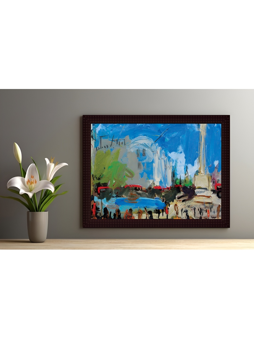 Tamatina Blue & White 1 Piece Canvas Abstract Wall Paintings