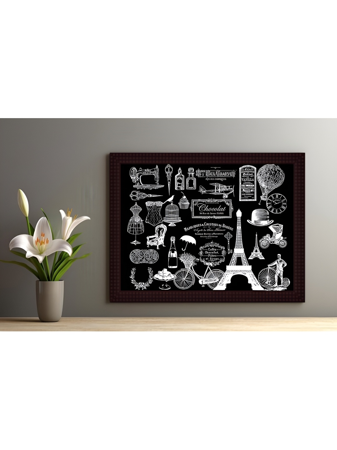 

Tamatina Black & Brown Printed Wooden Framed Wall Art