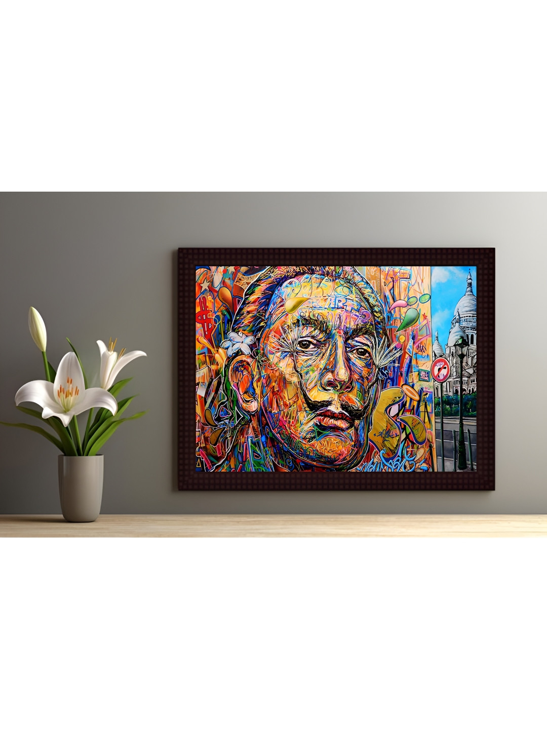 

Tamatina Blue & Brown Printed Wooden Framed Wall Art, Red