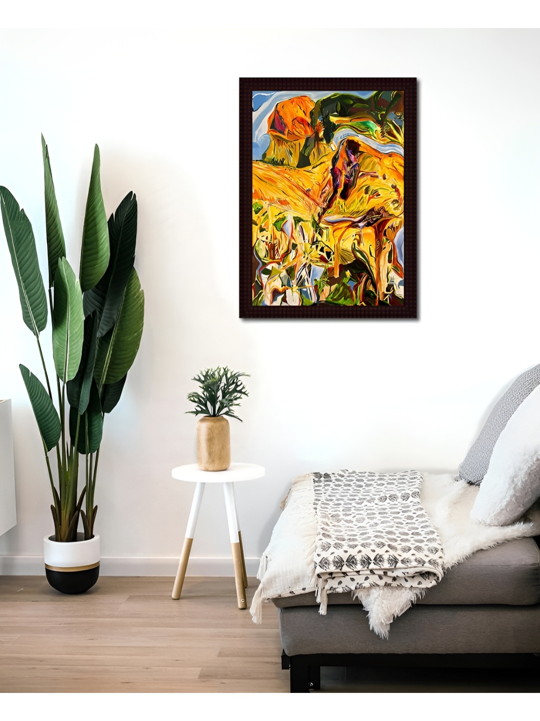 Tamatina Yellow & Green 1 Piece Canvas Abstract Wall Paintings