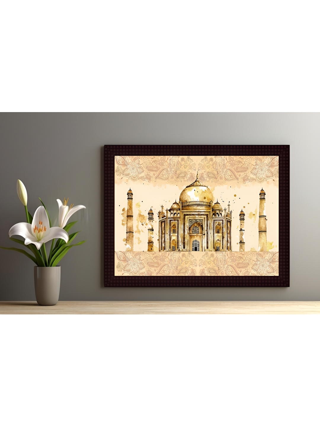 Tamatina Beige & Brown Printed Wooden Framed Wall Art