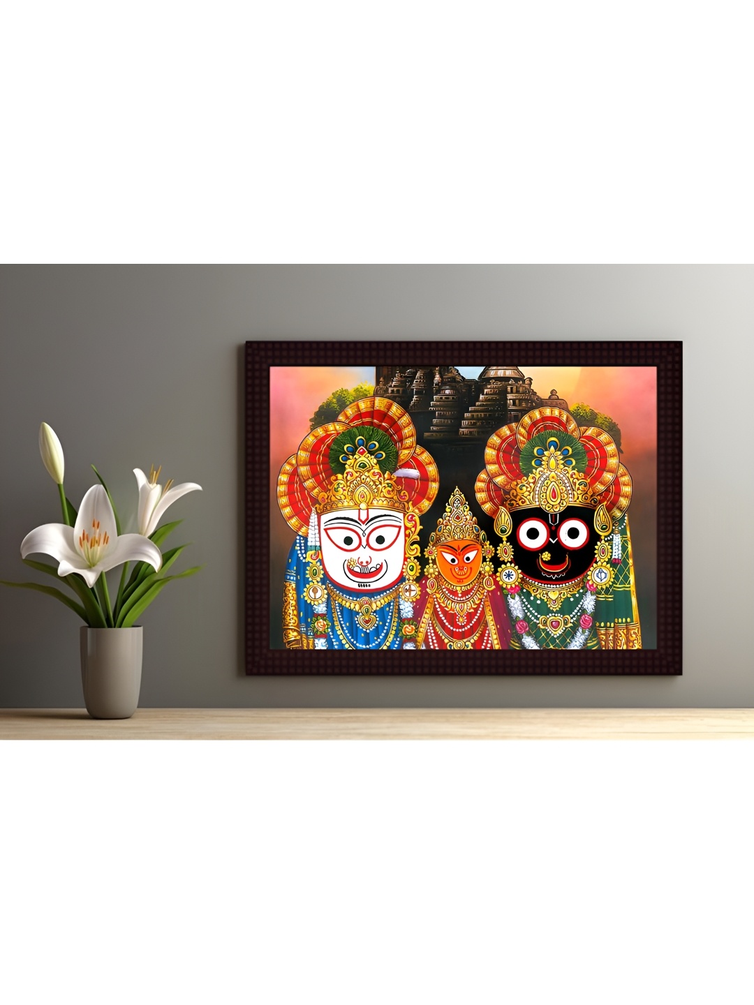 Tamatina Red & Brown Printed Wooden Framed Wall Art