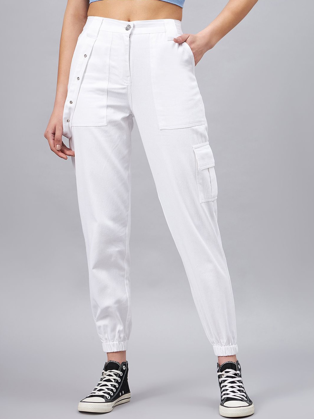 

WineRed Women High-Rise Regular Fit Joggers Trousers, White