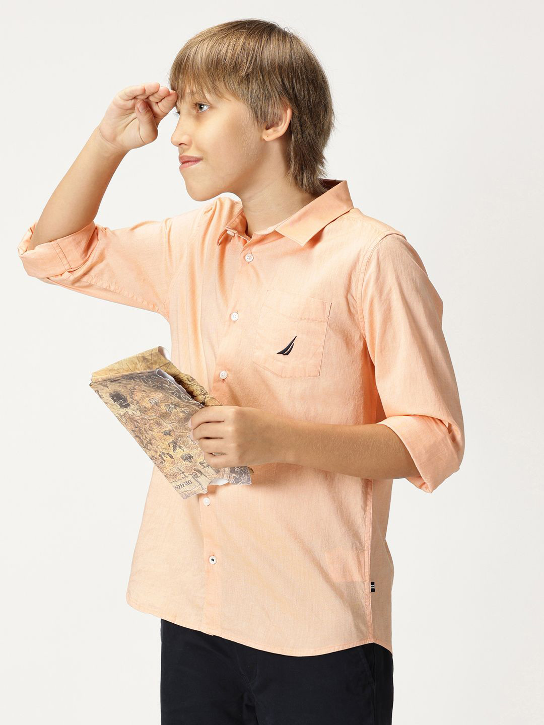 

Nautica Boys Premium Opaque Casual Shirt, Orange