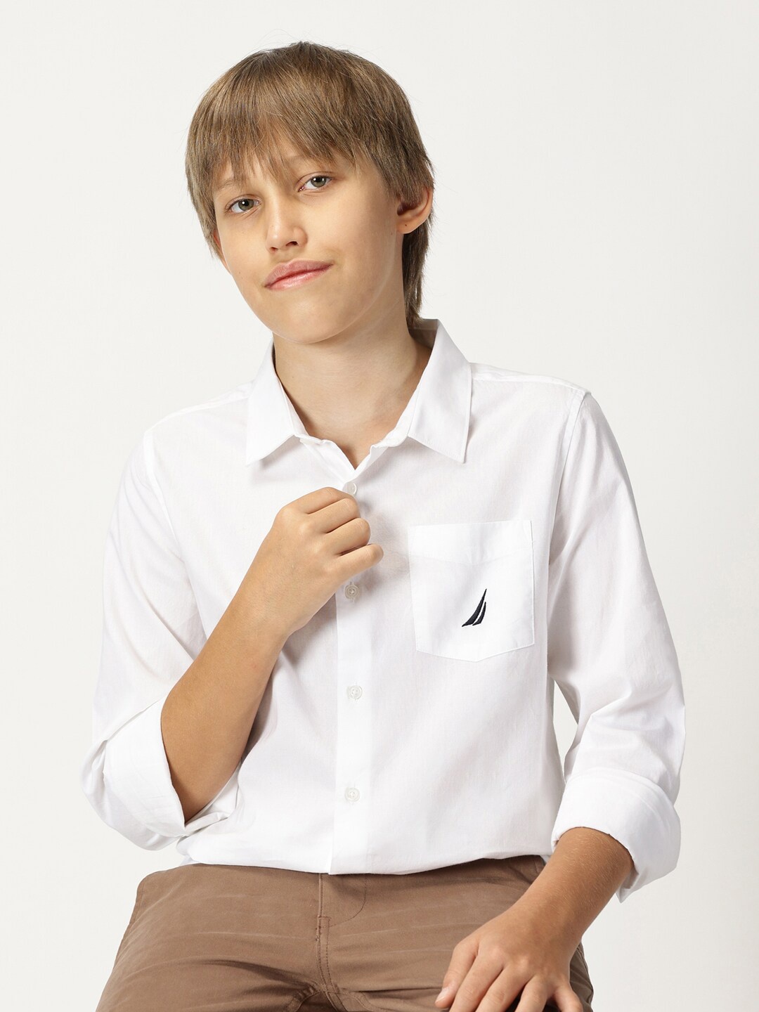 

Nautica Boys Premium Opaque Casual Shirt, White