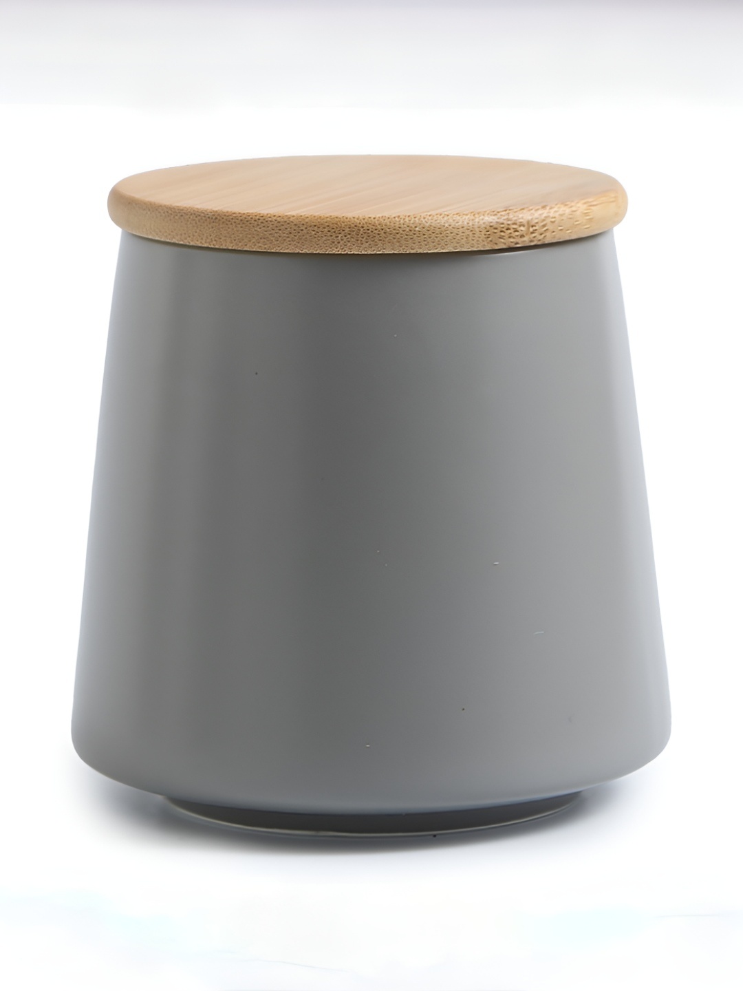 

USHA SHRIRAM Grey & Brown Ceramic Jar With Bamboo Lid - 500 ml