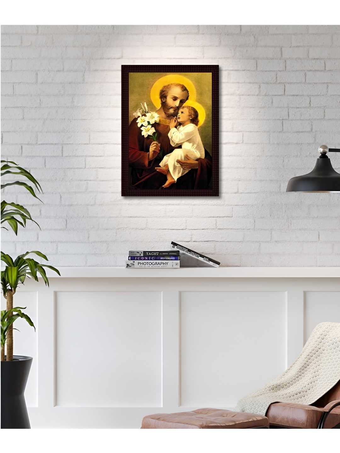 Tamatina Yellow & Brown Printed Wooden Framed Wall Art