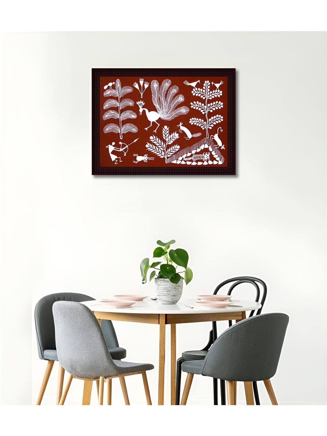 Tamatina White & Brown Printed Wooden Framed Wall Art