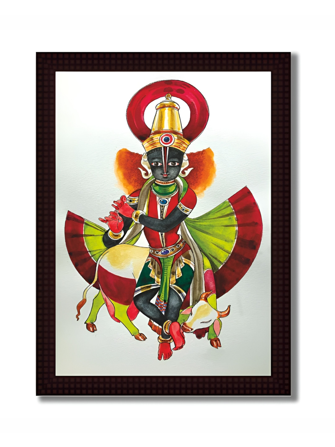 

Tamatina Green & Brown Printed Wooden Framed Wall Art, Red