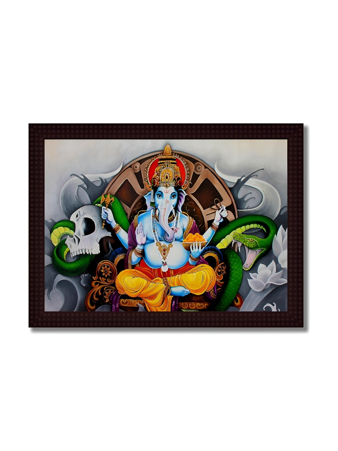 Tamatina Blue & Yellow 1 Piece Wood Religious Wall Paintings